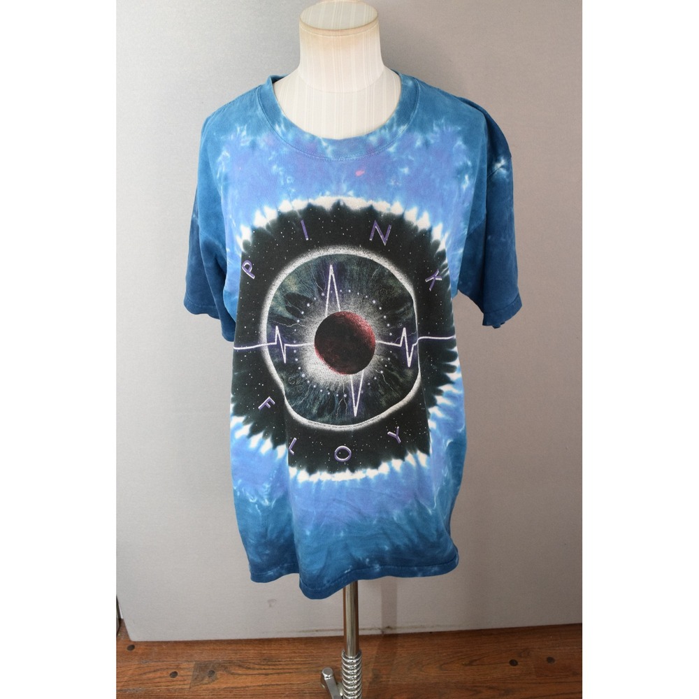 Liquid Blue Pink Floyd T-Shirt Large Blue Tie Dye Pulse Concentric Mens Y2K Vtg
